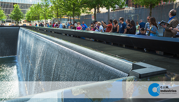 World Trade Center fountain troughs and weirs